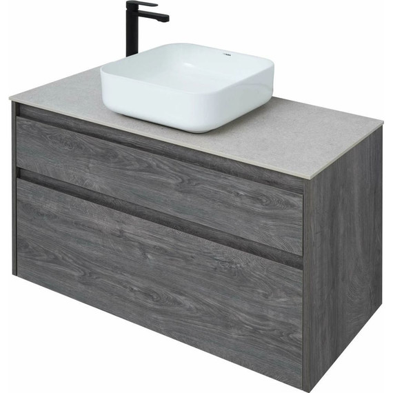 Тумба подвесная со столешницей Aquanet Nova Lite 100 см 242582 (2 ящика) дуб рошелье, Цвет фасада: дуб рошелье - фото 9