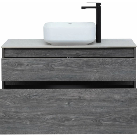 Тумба подвесная со столешницей Aquanet Nova Lite 100 см 242582 (2 ящика) дуб рошелье, Цвет фасада: дуб рошелье - фото 10