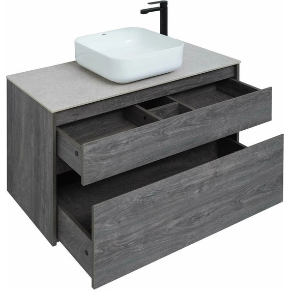 Тумба подвесная со столешницей Aquanet Nova Lite 100 см 242582 (2 ящика) дуб рошелье, Цвет фасада: дуб рошелье - фото 11