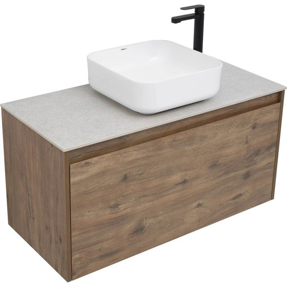 Тумба подвесная со столешницей Aquanet Nova Lite 100 см 249520 (1 ящик) дуб рустикальный, Цвет фасада: тёмное дерево - фото 4