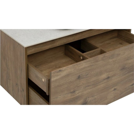 Тумба подвесная со столешницей Aquanet Nova Lite 100 см 249520 (1 ящик) дуб рустикальный, Цвет фасада: тёмное дерево - фото 6