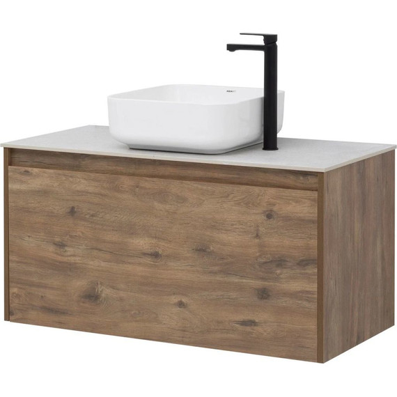 Тумба подвесная со столешницей Aquanet Nova Lite 100 см 249520 (1 ящик) дуб рустикальный, Цвет фасада: тёмное дерево - фото 8