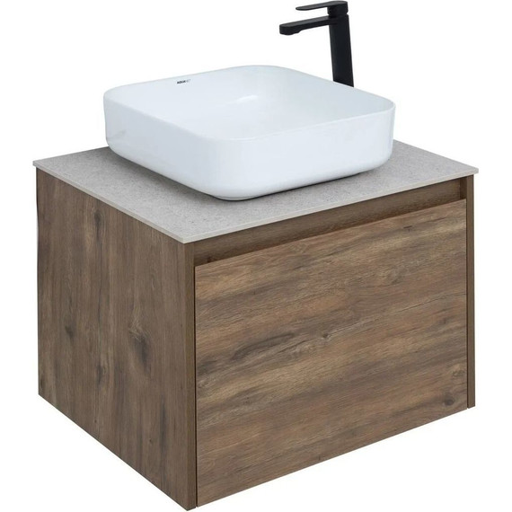 Тумба подвесная со столешницей Aquanet Nova Lite 60 см 249511 (1 ящик) дуб рустикальный, Цвет фасада: тёмное дерево - фото 9