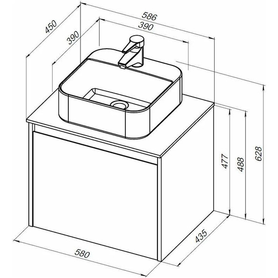 Тумба подвесная со столешницей Aquanet Nova Lite 60 см 249511 (1 ящик) дуб рустикальный, Цвет фасада: тёмное дерево - фото 11