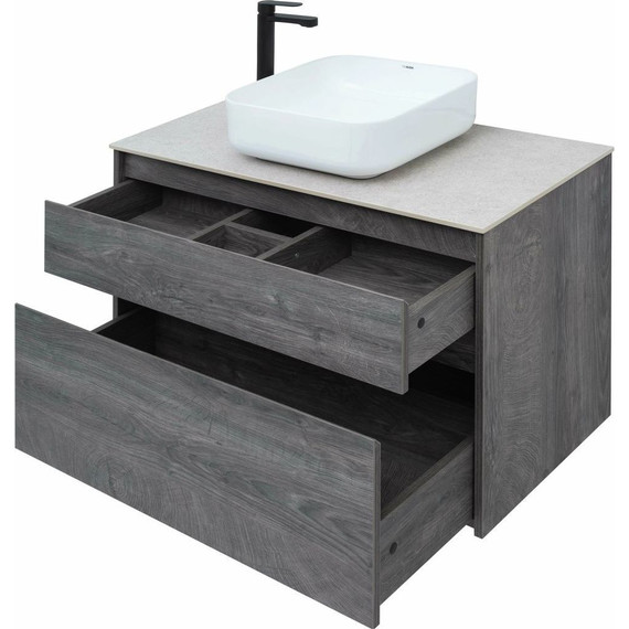 Тумба подвесная со столешницей Aquanet Nova Lite 90 см 242267 (2 ящика) дуб рошелье, Цвет фасада: дуб рошелье - фото 8