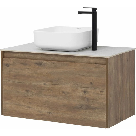 Тумба подвесная со столешницей Aquanet Nova Lite 90 см 249517 (1 ящик) дуб рустикальный, Цвет фасада: тёмное дерево - фото 6