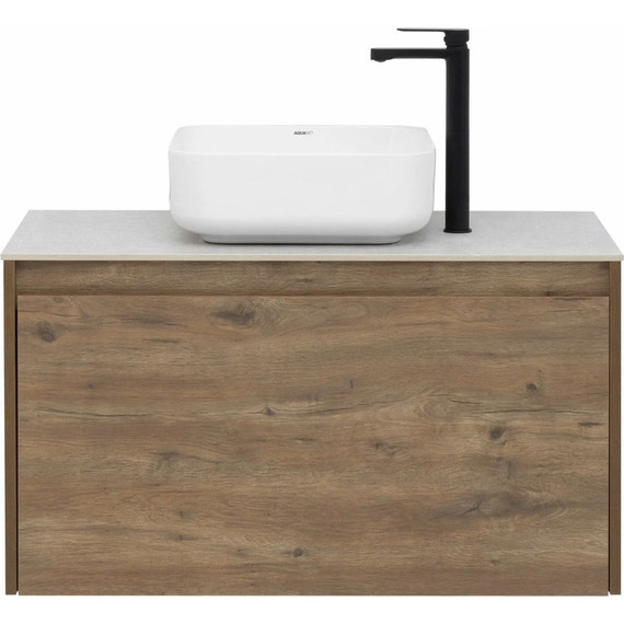 Тумба подвесная со столешницей Aquanet Nova Lite 90 см 249517 (1 ящик) дуб рустикальный, Цвет фасада: тёмное дерево - фото 7