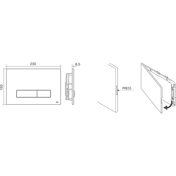 Кнопка смыва Oli Narrow Olipure (механическая) 148303, черный матовый - фото 2