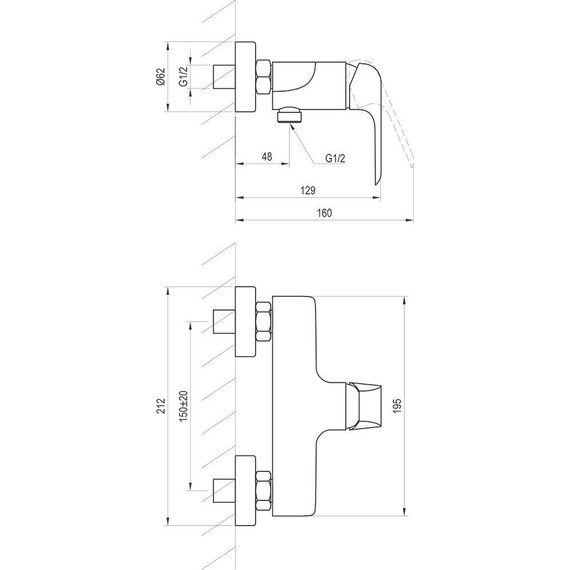 Смеситель для душа Ravak Flat - FL 032.20/150 X070177, чёрный матовый - фото 3