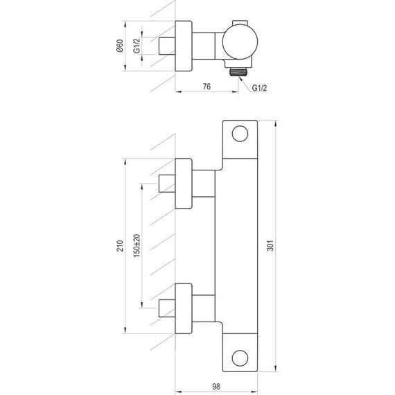 Смеситель для душа с термостатом Ravak Puri X070188, чёрный матовый - фото 5