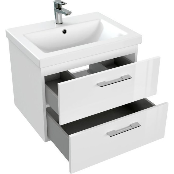 Тумба подвесная с раковиной Cersanit Lara 60 см 64133, 2 ящика, белый - фото 8