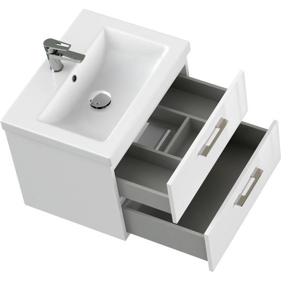 Тумба подвесная с раковиной Cersanit Lara 60 см 64133, 2 ящика, белый - фото 9