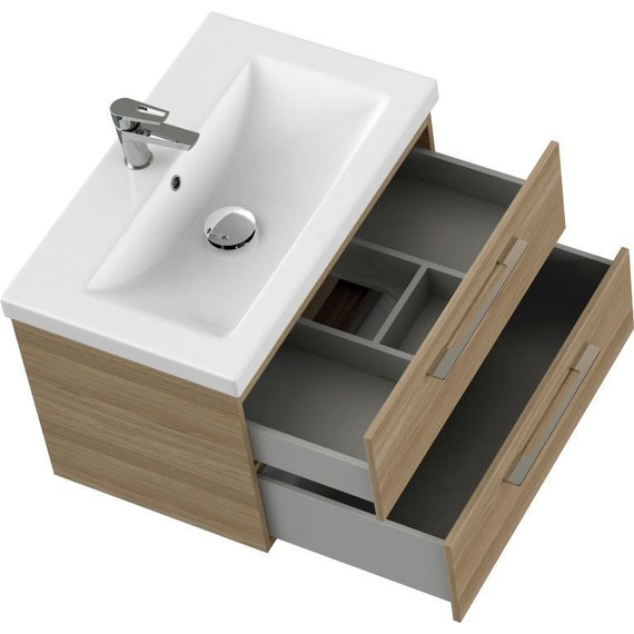 Тумба подвесная с раковиной Cersanit Lara 70 см 64136, орех - фото 8