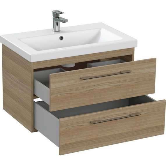 Тумба подвесная с раковиной Cersanit Lara 70 см 64136, орех - фото 9