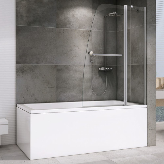 Шторка для ванны Abber Ewiges Wasser 100 см AG50100, хром/прозрачное - фото 
