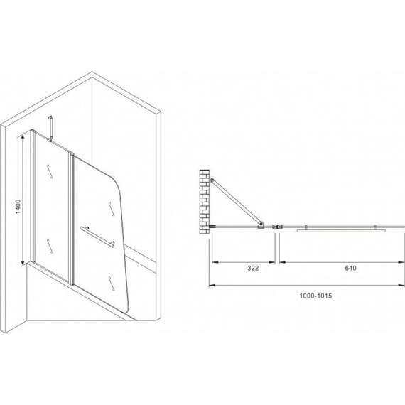 Шторка для ванны Abber Ewiges Wasser 100 см AG50100, хром/прозрачное - фото 2
