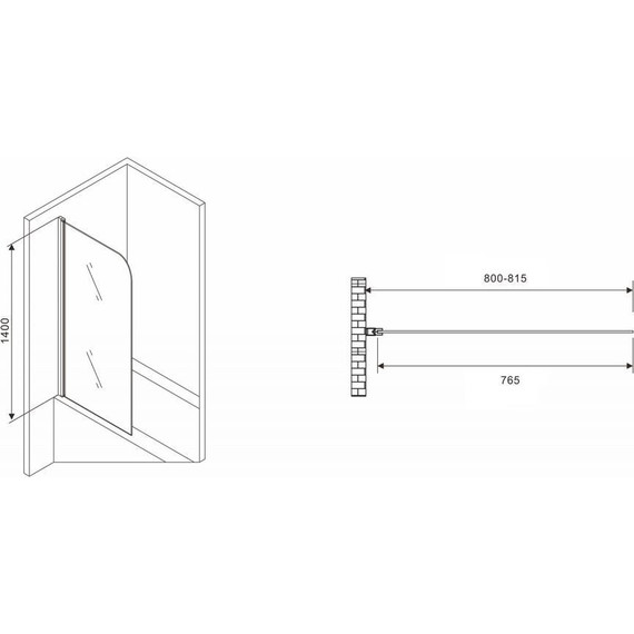 Шторка для ванны Abber Ewiges Wasser 80 см AG52080, хром/прозрачное - фото 2