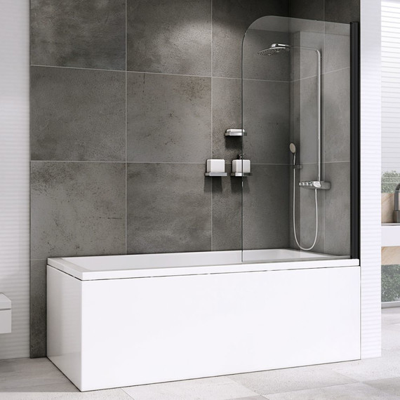 Шторка для ванны Abber Ewiges Wasser 100 см AG52100B, черный/прозрачное - фото 