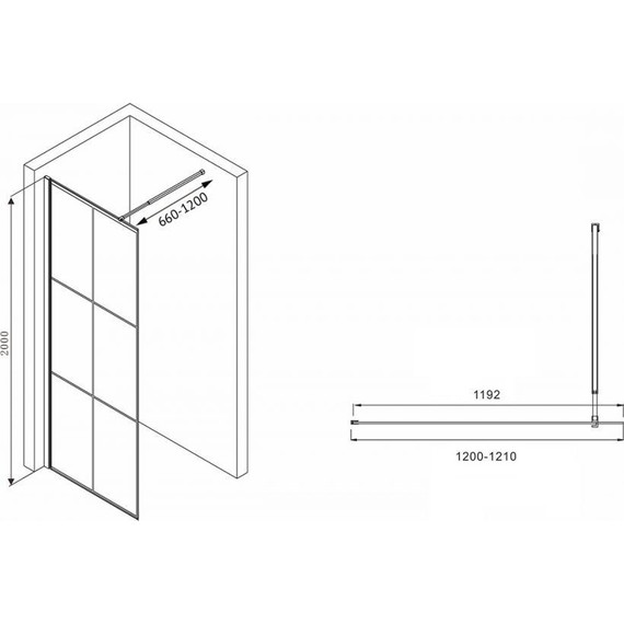 Душевая перегородка Abber Immer Offen 120 см AG62120B8 (стекло 8 мм), черный/прозрачное - фото 3