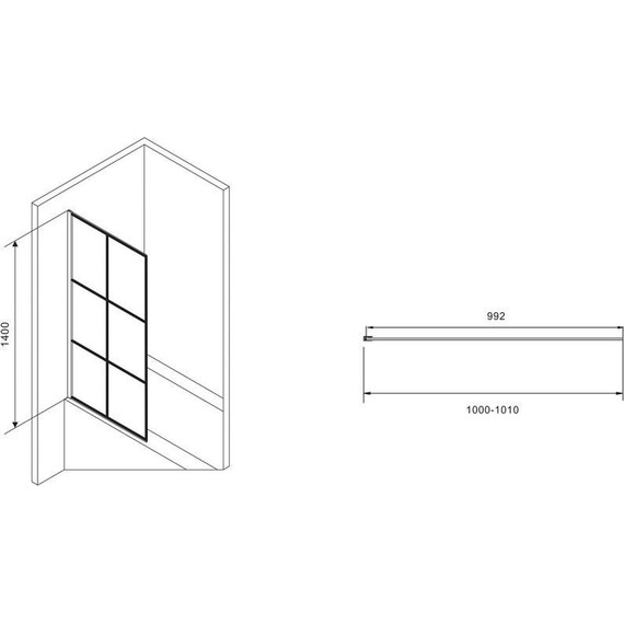Шторка для ванны Abber Immer Offen 100 см AG72100B, черный/прозрачное - фото 2