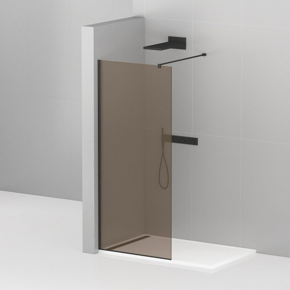 Душевая перегородка Cezares 120 см LIBERTA-L-1-120-120-BR-NERO (подрезаемый кронштейн, стекло 8 мм) черный/бронза - фото 