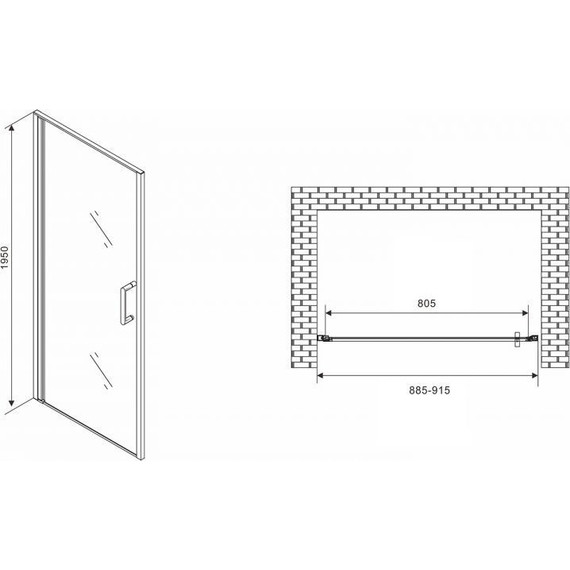 Душевая дверь Abber Sonnenstrand 90 см AG04090, хром/прозрачное - фото 5