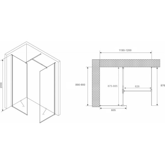 Душевое ограждение Abber Immer Offen 120х90 см AG67129B, черный/прозрачное - фото 3