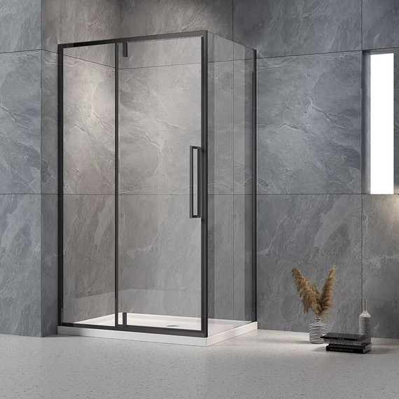 Душевое ограждение Veconi Rovigo 120x80 см RV034B-12080-01-C7, чёрный/прозрачное - фото 