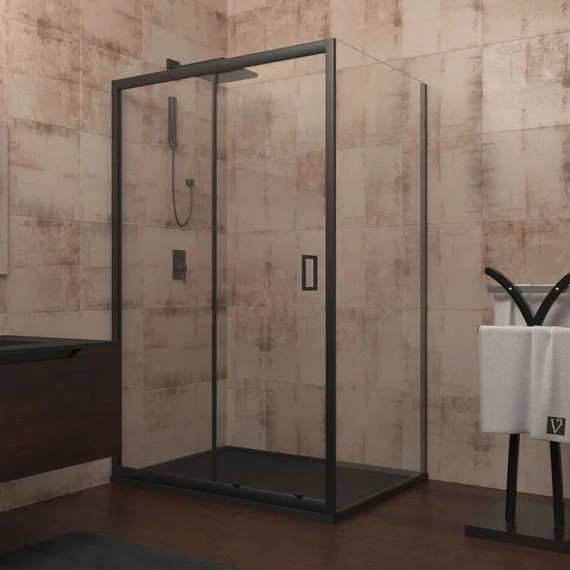 Душевое ограждение Veconi Rovigo 110x110 см RV046B-110110-01-C5, чёрный/прозрачное - фото 