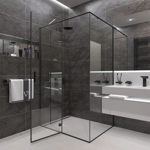 Душевое ограждение Veconi Rovigo 120x100 см RV073B-120100-01-C4, чёрный/прозрачное - фото 2