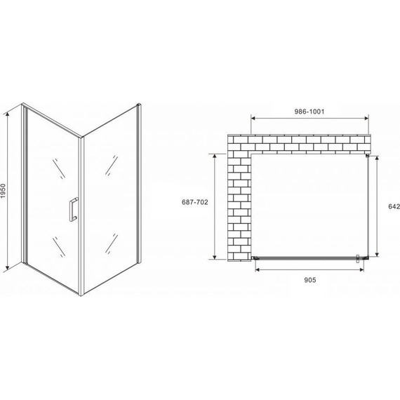 Душевое ограждение Abber Sonnenstrand 100х70 см AG04100B-S70B, черный/прозрачное - фото 3
