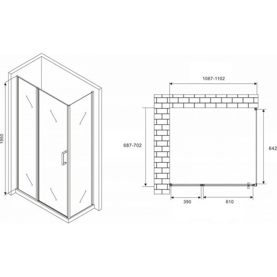 Душевое ограждение Abber Sonnenstrand 110х70 см AG04110S-S70, хром/прозрачное - фото 4
