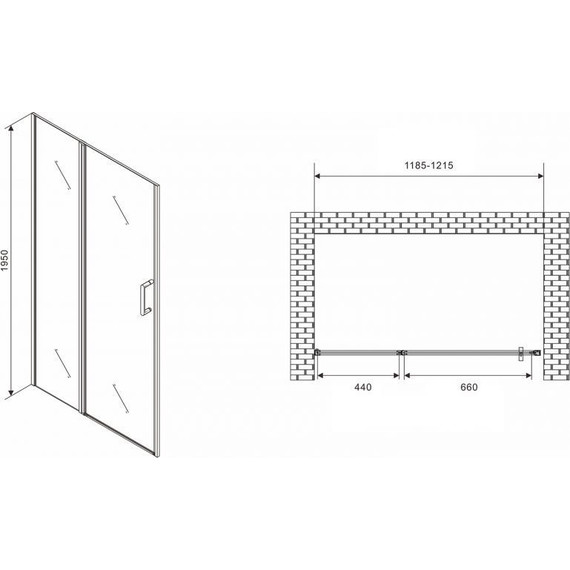 Душевая дверь Abber Sonnenstrand 120 см AG04120BS, черный/прозрачное - фото 3