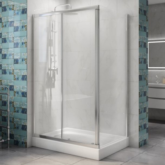 Душевое ограждение BelBagno 120x90 см DUE-AH-1-120/90-C-CR, хром/прозрачное - фото 