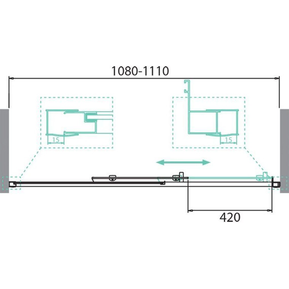 Душевая дверь BelBagno 110 см DUE-BF-1-110-C-Cr, хром/прозрачное - фото 2