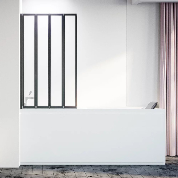 Шторка для ванны Veconi Palau 90 см PL74BL-90-01-19C4 L, чёрный/прозрачное - фото 