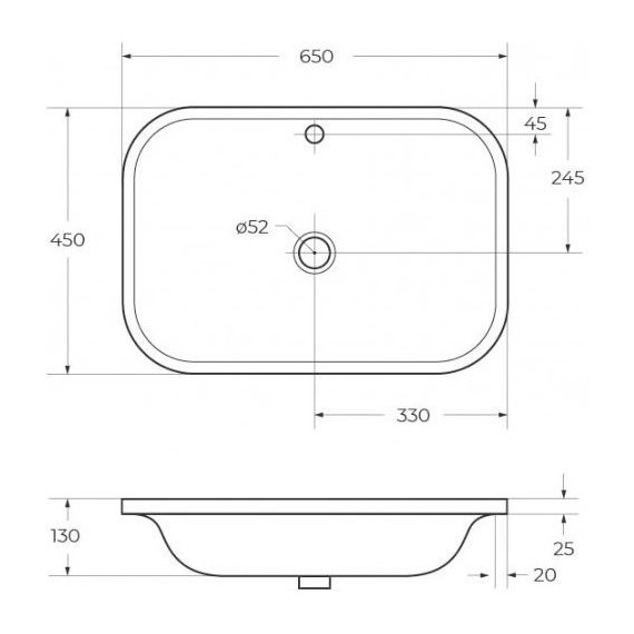 Раковина врезная на столешницу Cezares 65 см CZR-DRO-65-LVB - фото 6