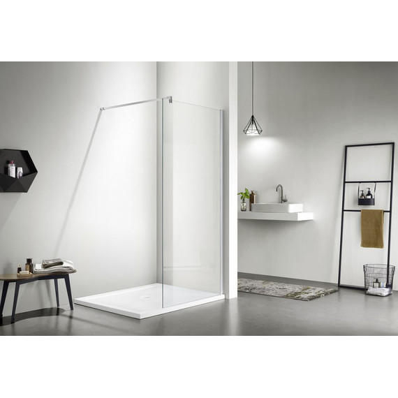 Душевая перегородка Azario Chicago Walk-in 90 см AZ-NAR6310 900 (стекло 8 мм) с кронштейном в комплекте, хром/прозрачное - фото 2