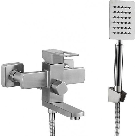 Смеситель для ванны Mixxus Fit SS0406 с душевым гарнитуром, нержавеющая сталь - фото 
