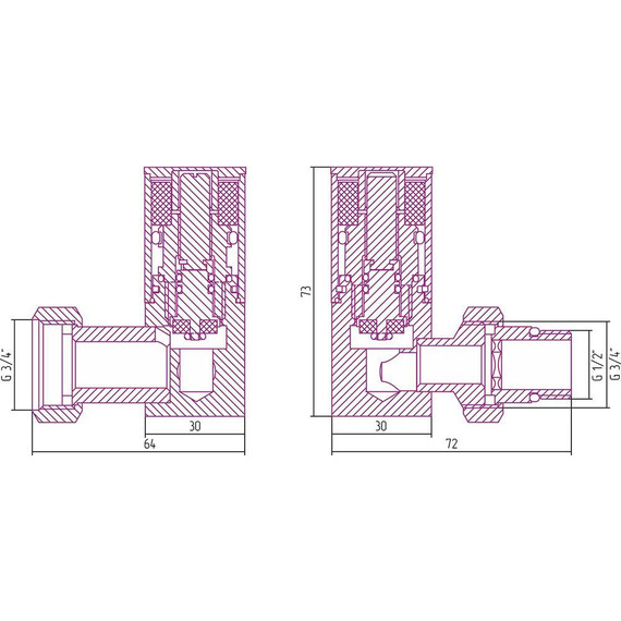 Вентиль запорный угловой левый Сунержа G 1/2" НРхG 3/4" НГ 00-1402-1234 - фото 2
