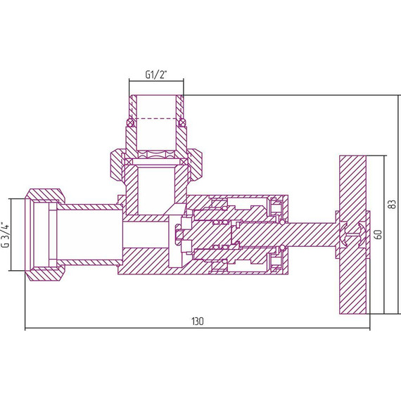 Вентиль запорный угловой Сунержа G 1/2" НРхG 3/4" НГ 00-1408-1234 - фото 2