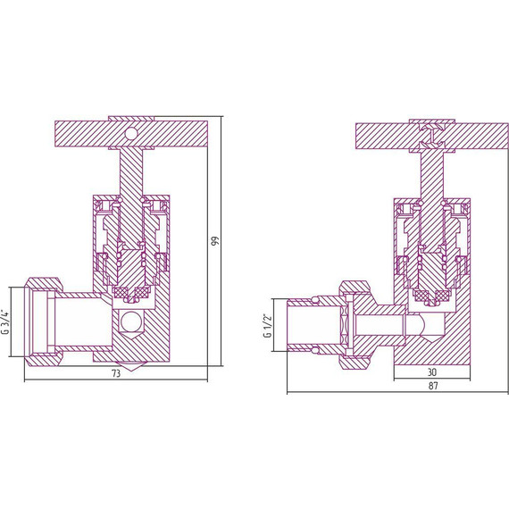 Вентиль запорный угловой левый Сунержа G 1/2" НРхG 3/4" НГ 00-1410-1234 - фото 2