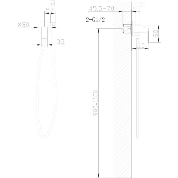 Набор для гигиенического душа Abber Weiss Insel AF8025B, черный матовый - фото 4