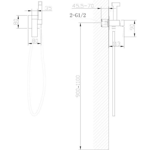 Набор для гигиенического душа Abber Wasserfall AF8625B, черный матовый - фото 4