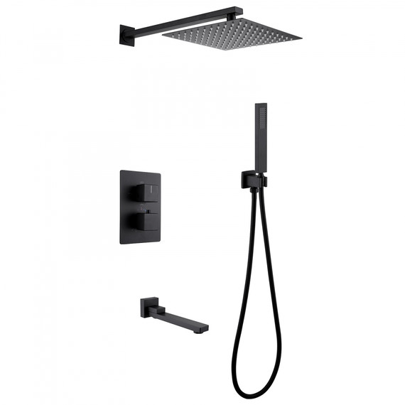 Душевая система для ванны с термостатом Abber Daheim AF8250B, черный матовый - фото 