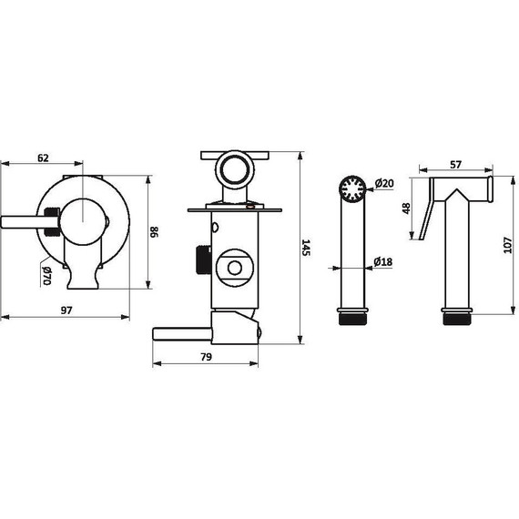 Набор для гигиенического душа Damixa Option 217000000, чёрный - фото 9