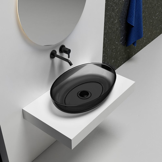 Раковина-чаша прозрачная Abber Kristall 60 см AT2801Onyx, черный - фото 2