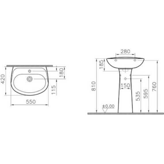 Раковина подвесная Vitra Normus 55 см 9600B003-7650 - фото 3