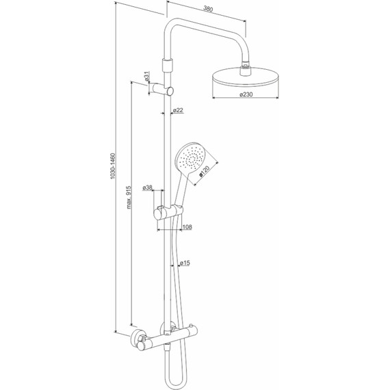 Душевая стойка с термостатом Damixa Option DX218091000 - фото 6