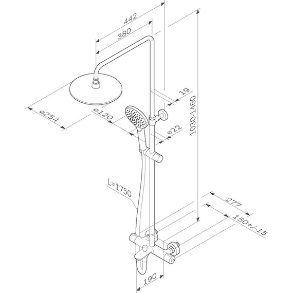 Душевая стойка с термостатом Am.Pm Like F0780564, Цвет производителя: хром - фото 18